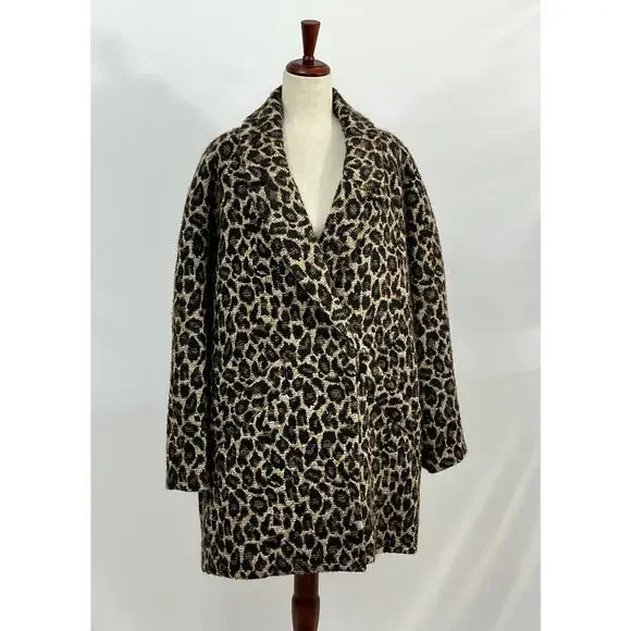 SEZANE Sz 44 12 Andrew Leopard Print Coat Jacket - Picture 10 of 10